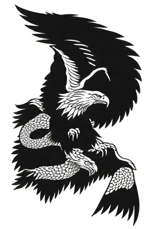 snake fight with eagle tattoo design idea