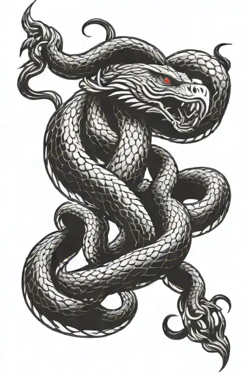 snake fight with eagle tattoo design idea