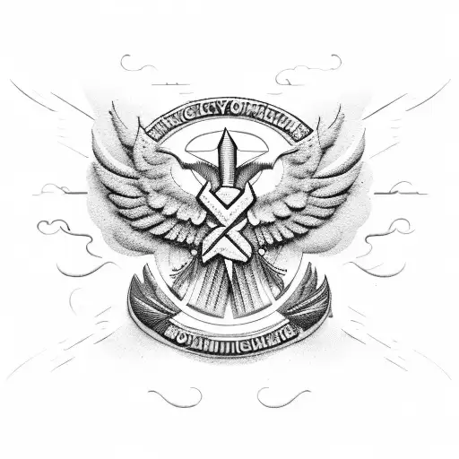 A military insignia incorporating wings and a paraglider silhouette tattoo design idea