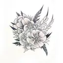 oleander flower with eagles feather tattoo design idea