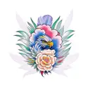 oleander flower with eagles feather tattoo design idea