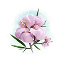 oleander flower stick  hugged by two father tattoo design idea