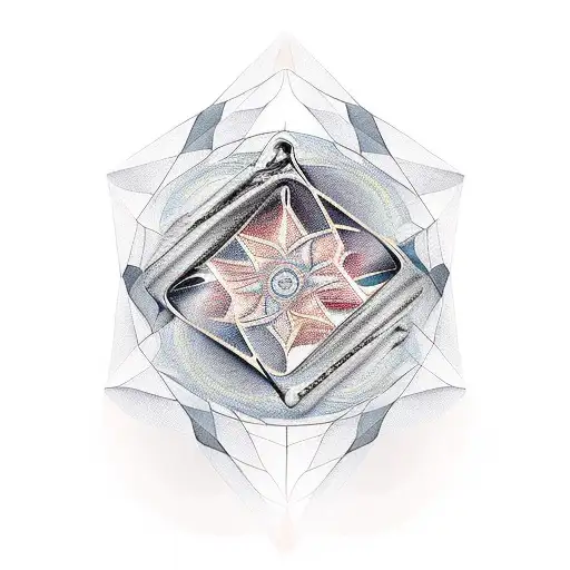 half a watch melting into sacred geometry  tattoo design idea
