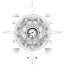 clock melting into sacred geometry  tattoo design idea