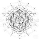 clock melting into sacred geometry  tattoo design idea