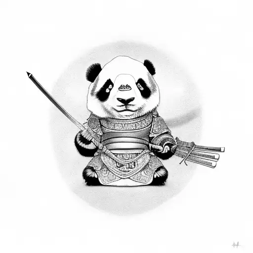 samurai panda tattoo design idea