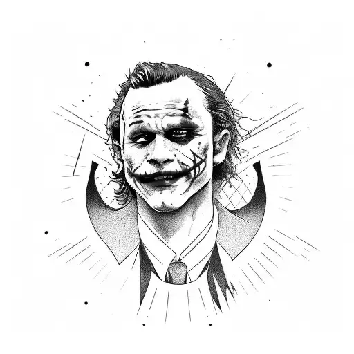 Heath ledger joker takeing off happy mask tattoo design idea