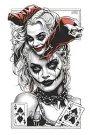 Margot Robbie harley quinn holding Joker playcard tattoo design idea