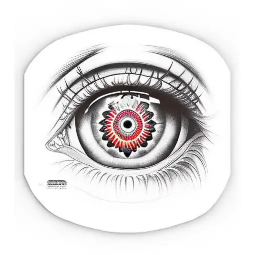goldan spiral de vinci mixed with itachi sharingan is the beckround in the front there is itachi tap sence tap the head  tattoo design idea