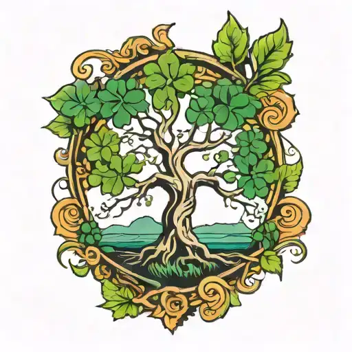 irish tree tattoo design idea