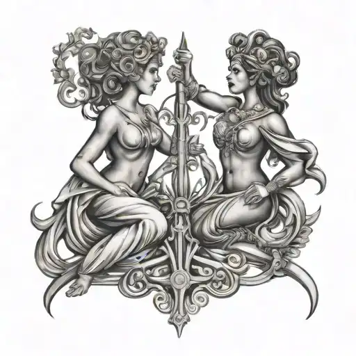 virgo libra pisces together symbolizing the client's tattoo design idea