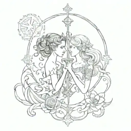 virgo pisces libra combined together tattoo design idea