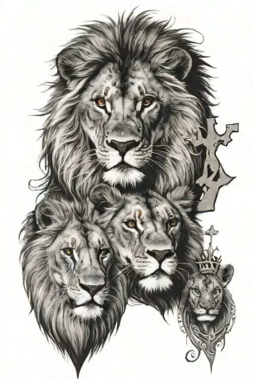 Three crosses with a lion king tattoo design idea