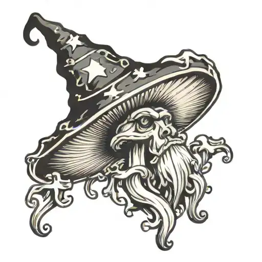 mushroom wizard tattoo design idea