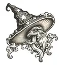 mushroom wizard tattoo design idea