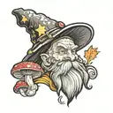 mushroom wizard tattoo design idea