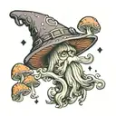 mushroom wizard tattoo design idea