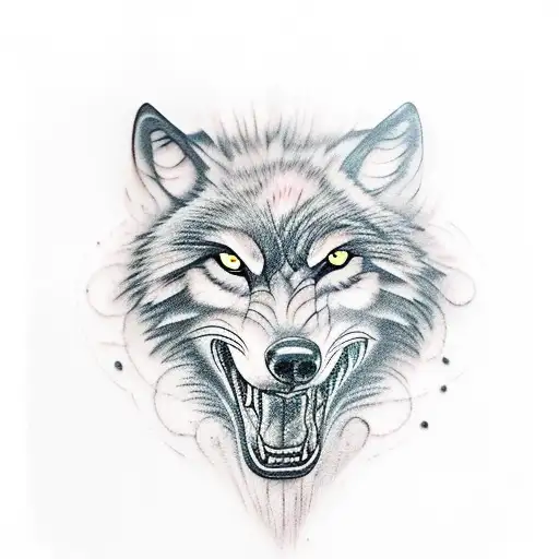 Wolf teeth with Writings  tattoo design idea