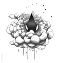 Depression depicted as a dark cloud transforming into a vibrant flower tattoo design idea