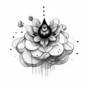 Depression depicted as a dark cloud transforming into a vibrant flower tattoo design idea