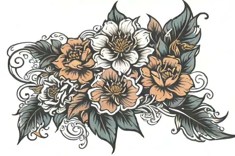 Dedication flowers birthday  tattoo design idea