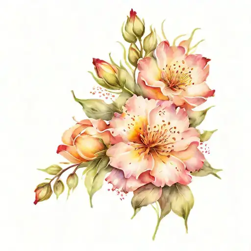 January December June birth flowers tattoo design idea