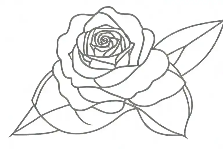 linear tattoo rose with the Word ''perseverance'' written tattoo design idea
