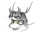 Cat with horns and mouse skulls dark tattoo design idea