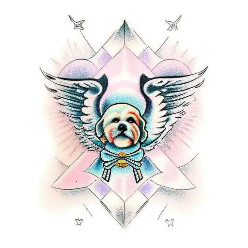 angel dog tattoo design idea