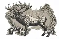 portland oregon reindeer sign with a 503 area code intertwined tattoo design idea