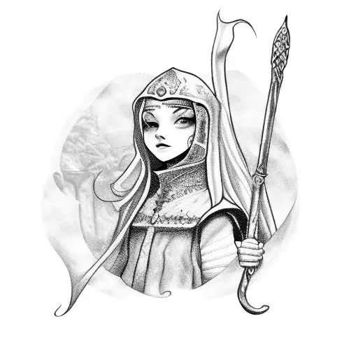 my daughter name (Arya) with a medieval design tattoo design idea