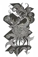 deer surrounded by tribal patterns tattoo design idea