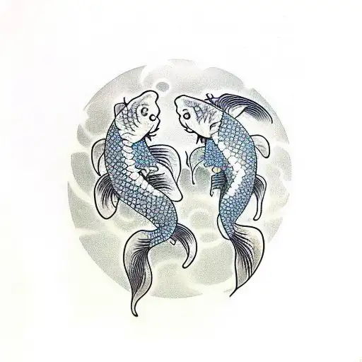 twin Koi Fish for the leg, colored and going up tattoo design idea