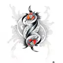 YING YANG GEMINI twin Koi Fish for the leg, colored and going up tattoo design idea