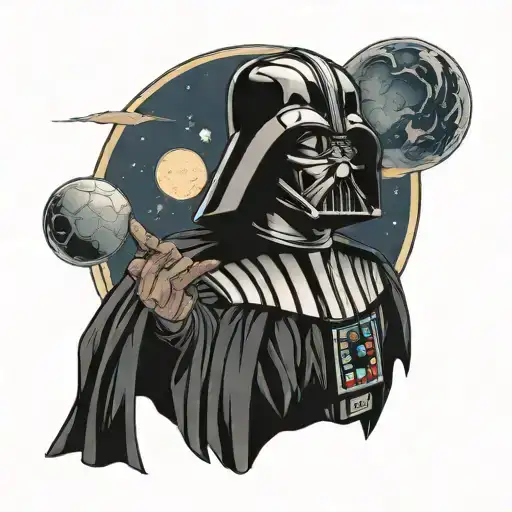 Darth Vader with Death Star  tattoo design idea