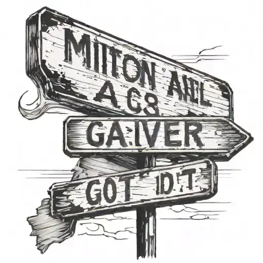 milton and 443 culver rd fading on a road sign with "I Gave It All I Got" in bigger letters tattoo design idea