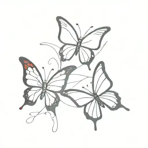 3 Butterfly red  tattoo design idea