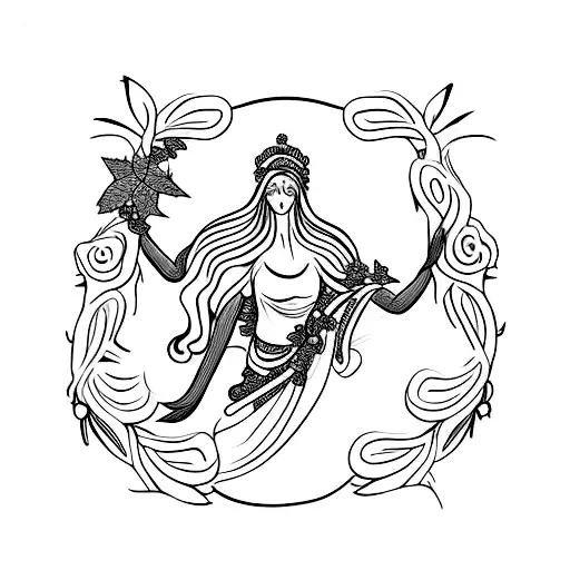 Greek goddess with a vine wrapped around her hand  tattoo design idea