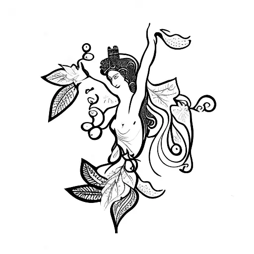 Greek goddess and vine tattoo design idea