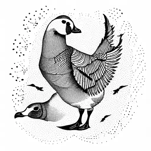 Flock of geese tattoo design idea