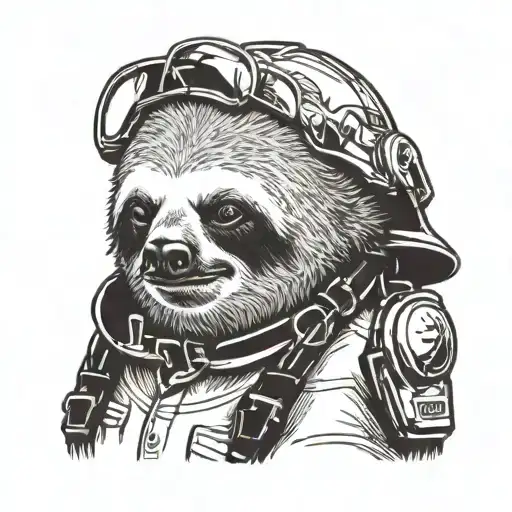 A sloth sleeping on a firefighter's helmet  tattoo design idea