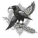 raven and stoic symbol intertwined tattoo design idea