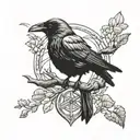 raven and stoic symbol intertwined tattoo design idea