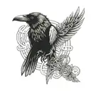 raven and stoic symbol intertwined tattoo design idea