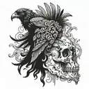 marcus aurelius with crow and skull  tattoo design idea