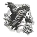 marcus aurelius with crow and skull  tattoo design idea