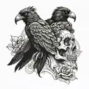 marcus aurelius with crow and skull  tattoo design idea