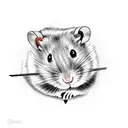 a hamster in a red and black checkered shirt with an ax in his hand looking like a lumberjack tattoo design idea