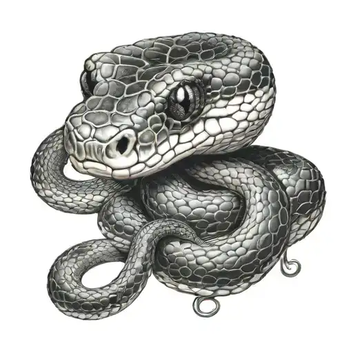 snake squeezing a crowing looking into its eyes  tattoo design idea