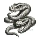 snake squeezing a crowing looking into its eyes  tattoo design idea